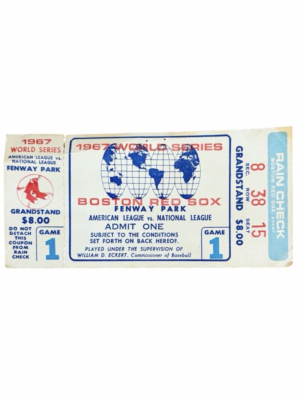 1967 Boston Red Sox World/St Louis Cardinals Series Ticket Game 1 Gibson 10